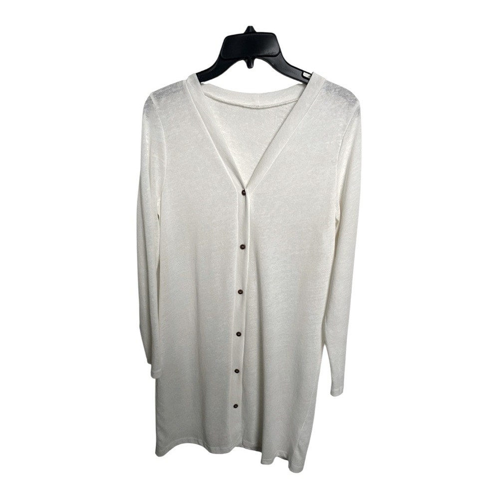 White Light Weight Knit Button Down Cardigan Wome… - image 3